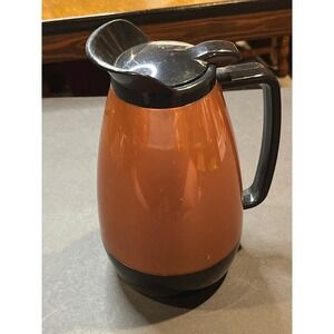 Vintage Thermo-Serv Insulated Coffee Carafe 1 Liter Burnt Orange Pitcher USA